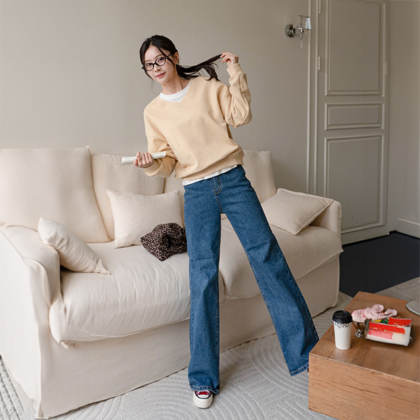 [valyou] Two-Type Stave Patch Sweatshirt