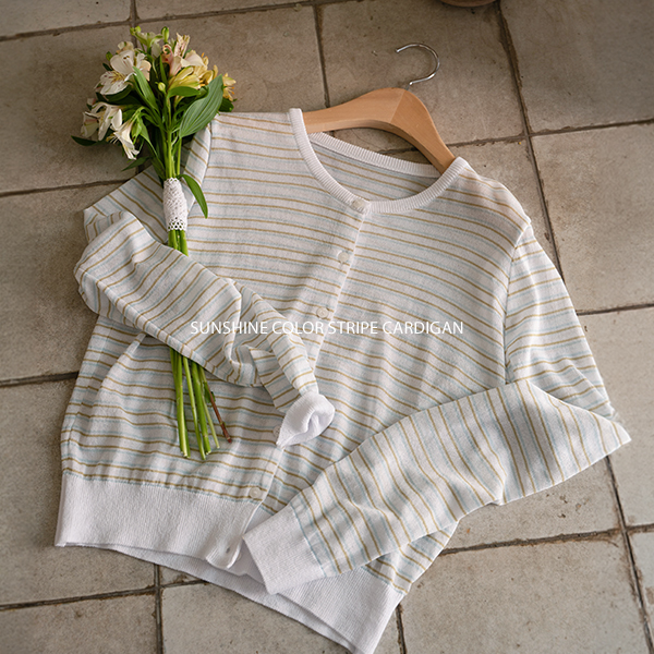 Sunshine Color Matching Horizontal Striped Cardigan