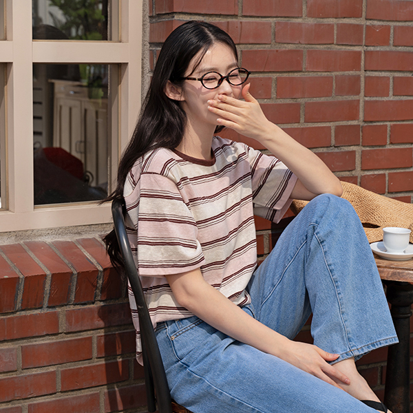 Coco Color Matching Stripe Short-sleeve T-shirt