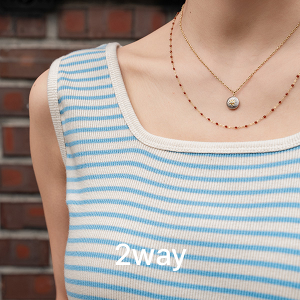 Sky horizontal striped 양면 Span Sleeveless shirts