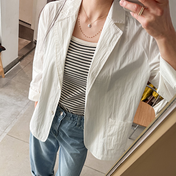 Sky horizontal striped 양면 Span Sleeveless shirts