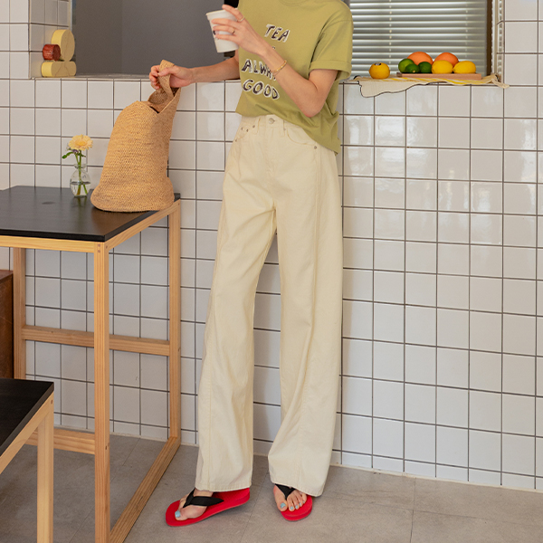 버드 다트 Straight 코튼 Pants