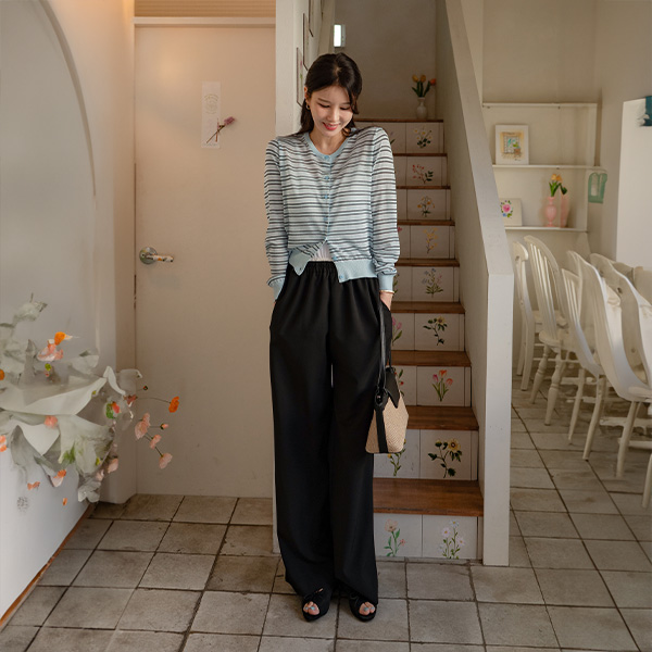 꾸안꾸 Color Matching Banding Pants