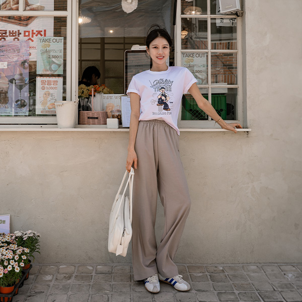 꾸안꾸 Color Matching Banding Pants