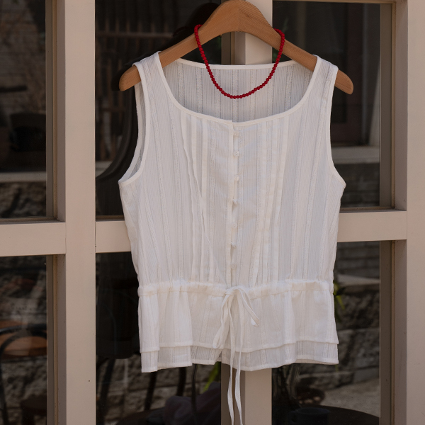 퓨어 핀턱 Sleeveless Blouse