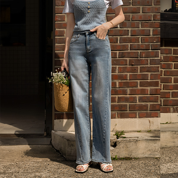 쫀쫀 Span Diagonal 세미 와이드 Banding Pants