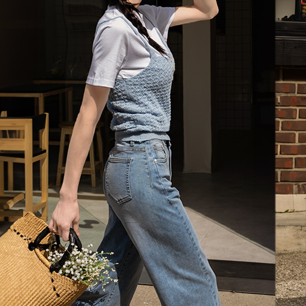 쫀쫀 Span Diagonal 세미 와이드 Banding Pants