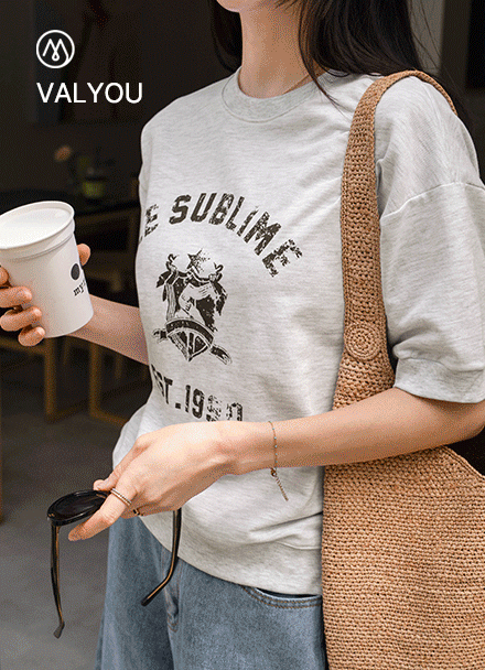 [valyou] Lime Round Short-sleeve sweatshirt Korea