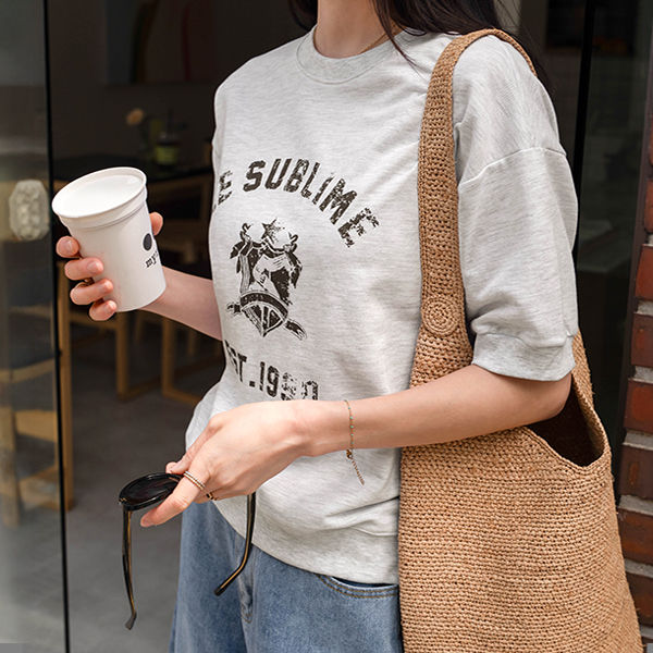 [valyou] Lime Round Short-sleeve sweatshirt