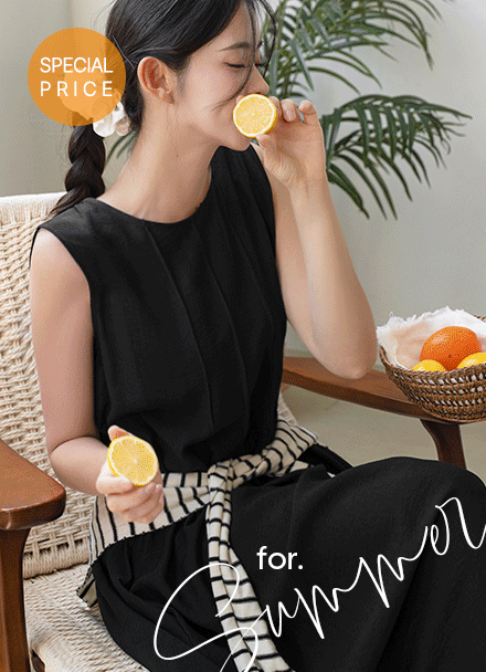 [Special Sale] Linen Pintuck Sleeveless Shirts Long Dress Korea