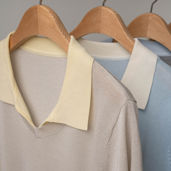 Collar Color Matching layered Short-sleeve Knitwear