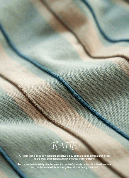 Katie Color Matching Horizontal Striped T-shirt Korea