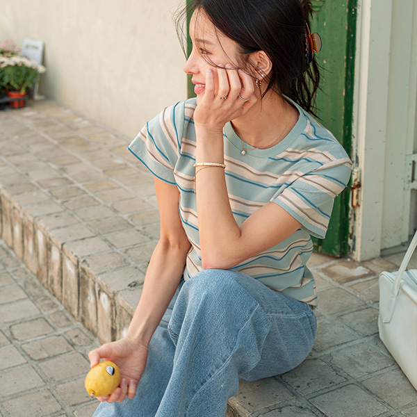 Katie Color Matching Horizontal Striped T-shirt
