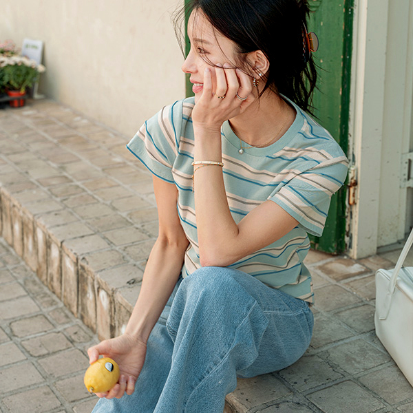 Katie Color Matching Horizontal Striped T-shirt