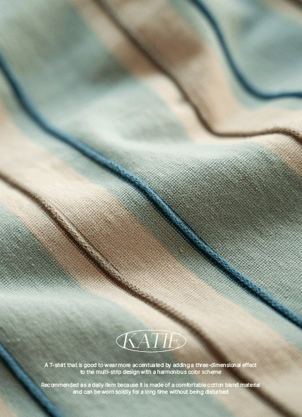 Katie Color Matching Horizontal Striped T-shirt Korea