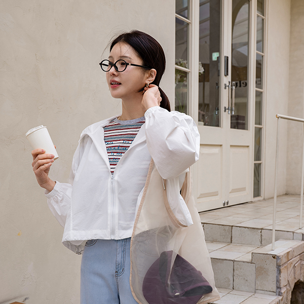 Color Matching horizontal striped 후로피 Short-sleeve T-shirt