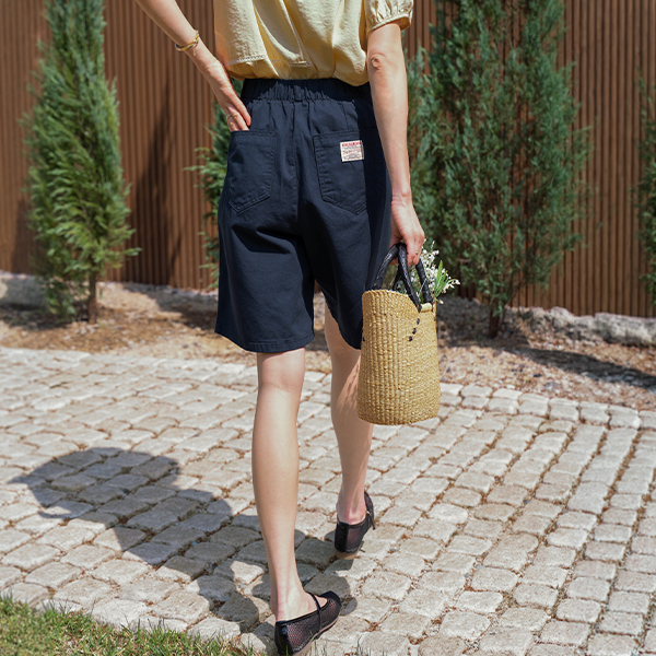 Pocket Patch Banding Half-length Pants