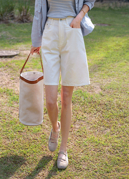 Pocket Patch Banding Half-length Pants Korea