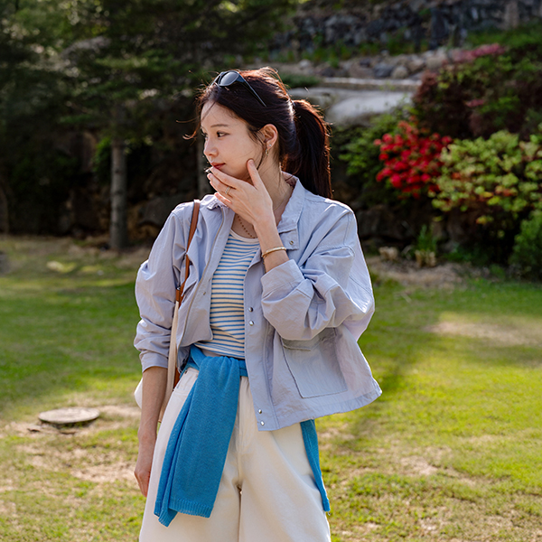 Hem String Nylon Rustle Jumper