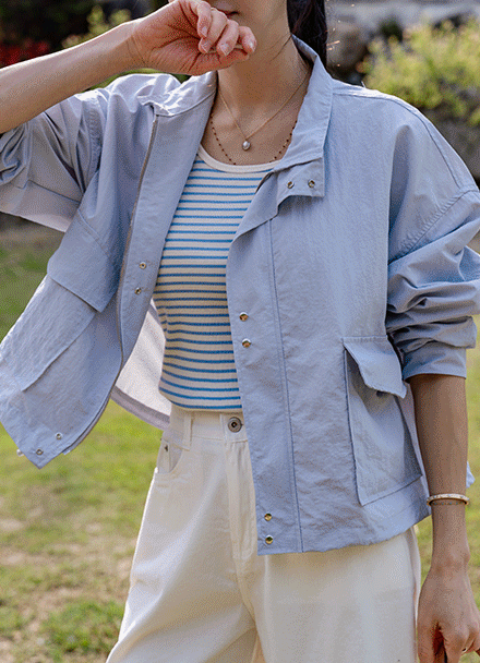 Hem String Nylon Rustle Jumper Korea