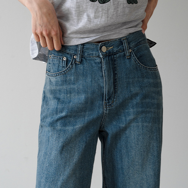 Cool Straight Wide Banding Denim Pants