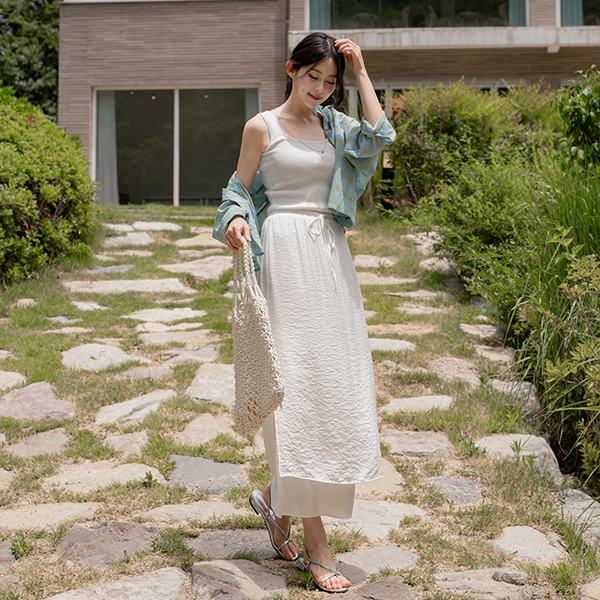 Double Layered Slit Banding Skirt