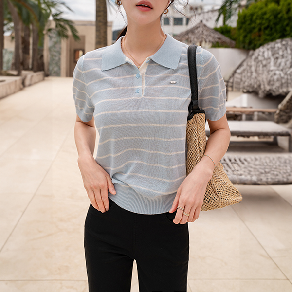 Scotch Pendant Horizontal Striped Collar Knitwear