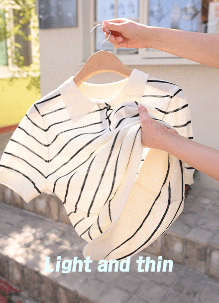 Scotch Pendant Horizontal Striped Collar Knitwear Korea