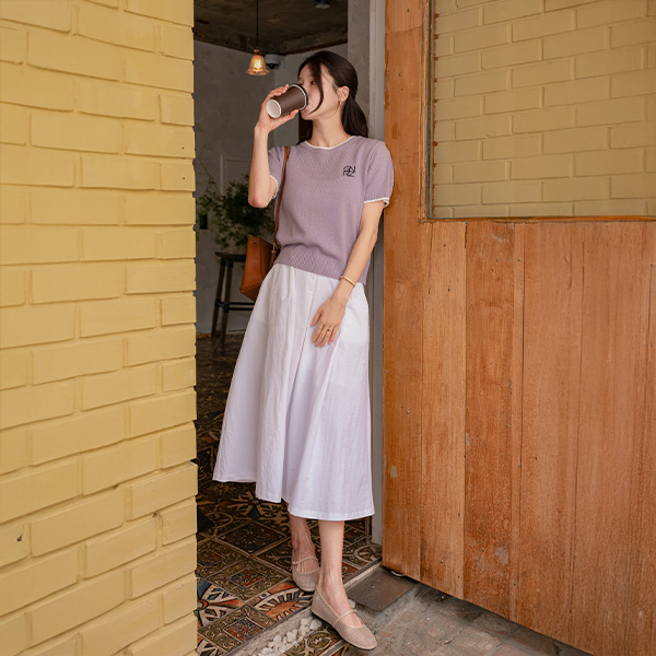 마로니 Color Matching Round Knitwear