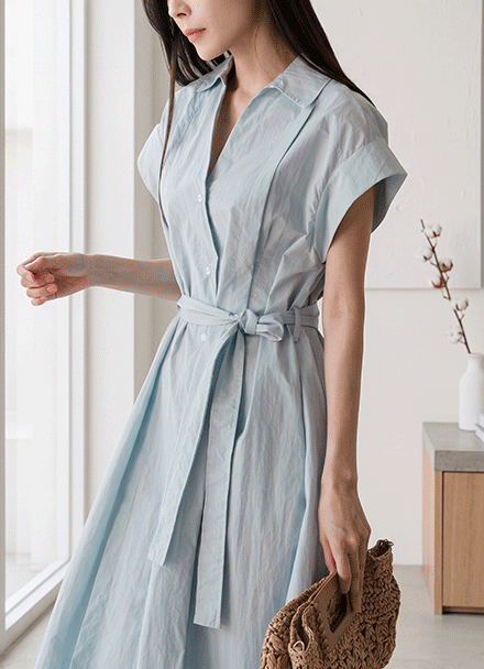 Rustling Collar Long Dress Korea
