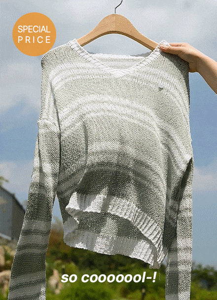 [Special Sale] Pendant Stripe Boucle Knitwear Korea