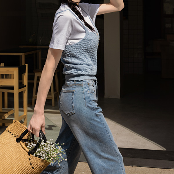 Stretchy Span Diagonal Semi Wide Banding Pants