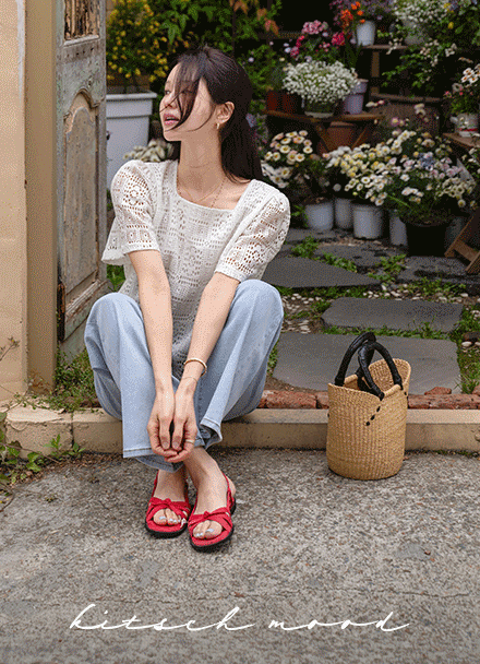 Kitchen Mood Punching Short-sleeve Blouse Korea