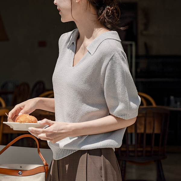 Sophie Holgament Collar Short-sleeve Knitwear