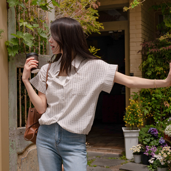 [valyou] line Stripe string Shirt