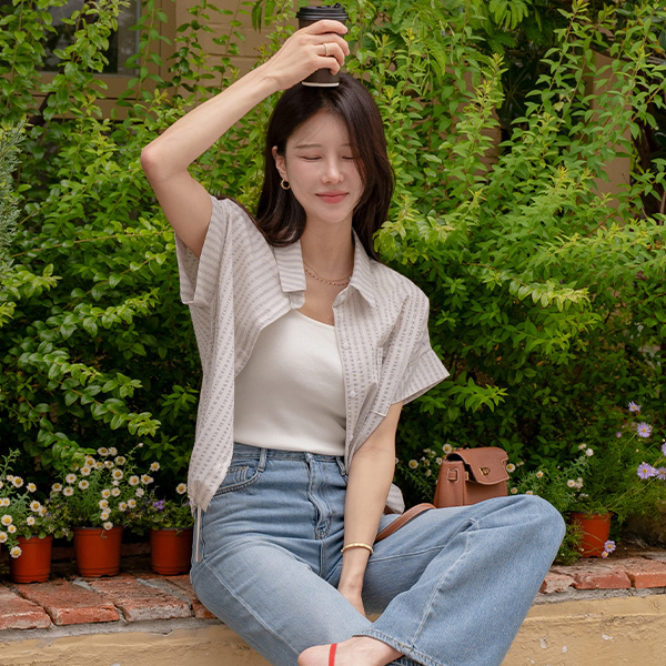 [valyou] line Stripe string Shirt