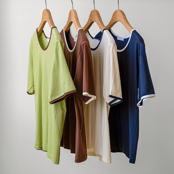 [Special Sale] Color Matching Binding Short-sleeve T-shirt