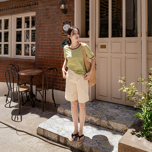 [Special Sale] Color Matching Binding Short-sleeve T-shirt