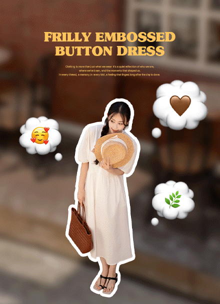 Frilly Embo button Dress Korea