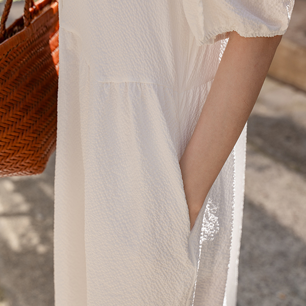 Frilly Embo button Dress
