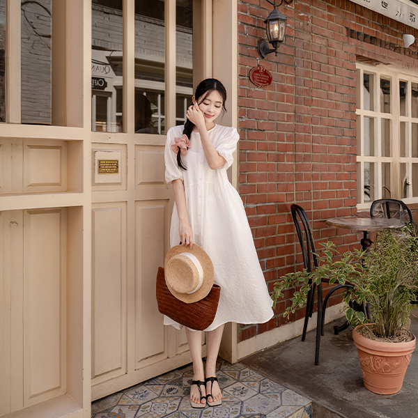 Frilly Embo button Dress