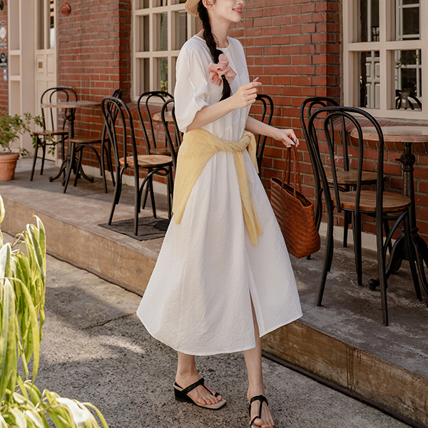 Frilly Embo button Dress