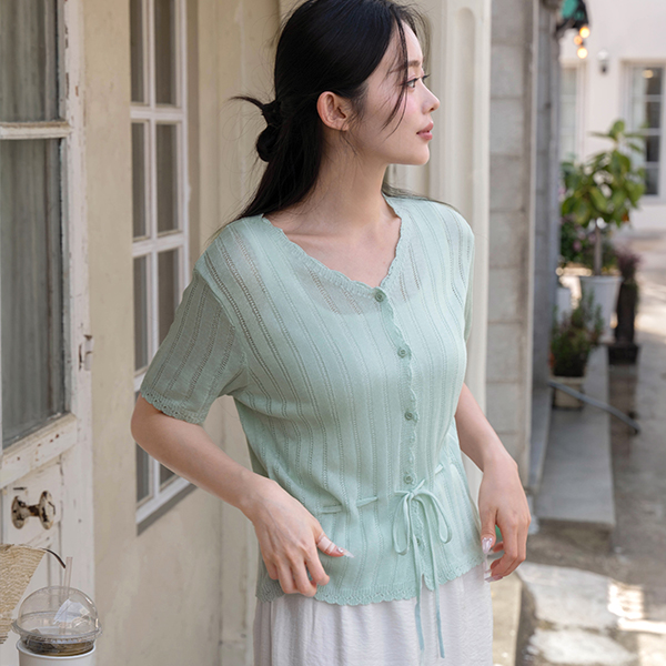 Sorbet String Short-sleeve Knitwear Cardigan