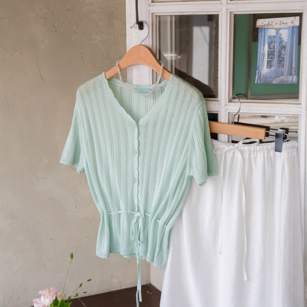 Sorbet String Short-sleeve Knitwear Cardigan