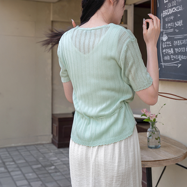 Sorbet String Short-sleeve Knitwear Cardigan