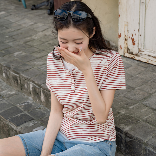 horizontal striped layered Short-sleeve T-shirt