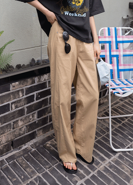피스 커브 뒷밴딩 코튼 Pants Korea