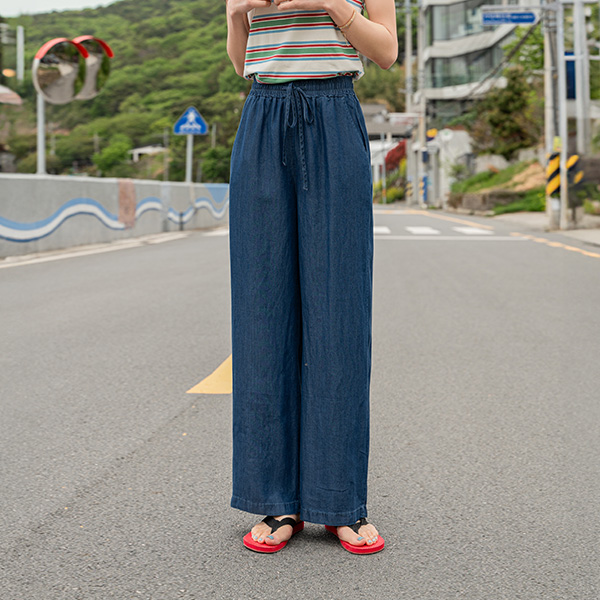 [스테디셀러 요청 product] [valyou] 쿨 초경량 와이드 Banding Denim Pants