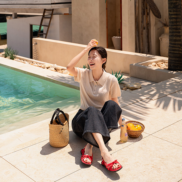 [valyou] Linen 부클 Collar Short-sleeve Knitwear