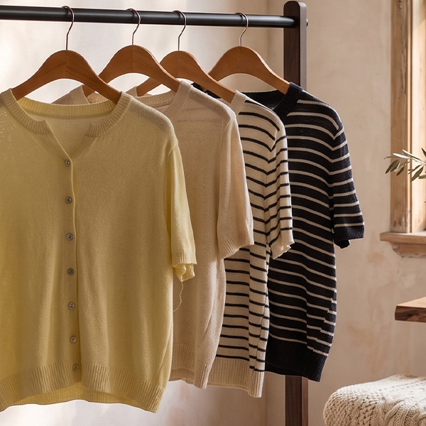 Linen Open Neck Short-sleeve Cardigan